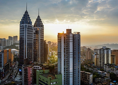 Chongqing Ze Sheng central square aerial view of aplaza